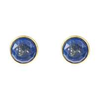 Medium Circle Gemstone Earrings Gold Lapis Lazuli-0