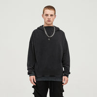 Washed Slit Hem Turtleneck Unisex Hoodie S-XL