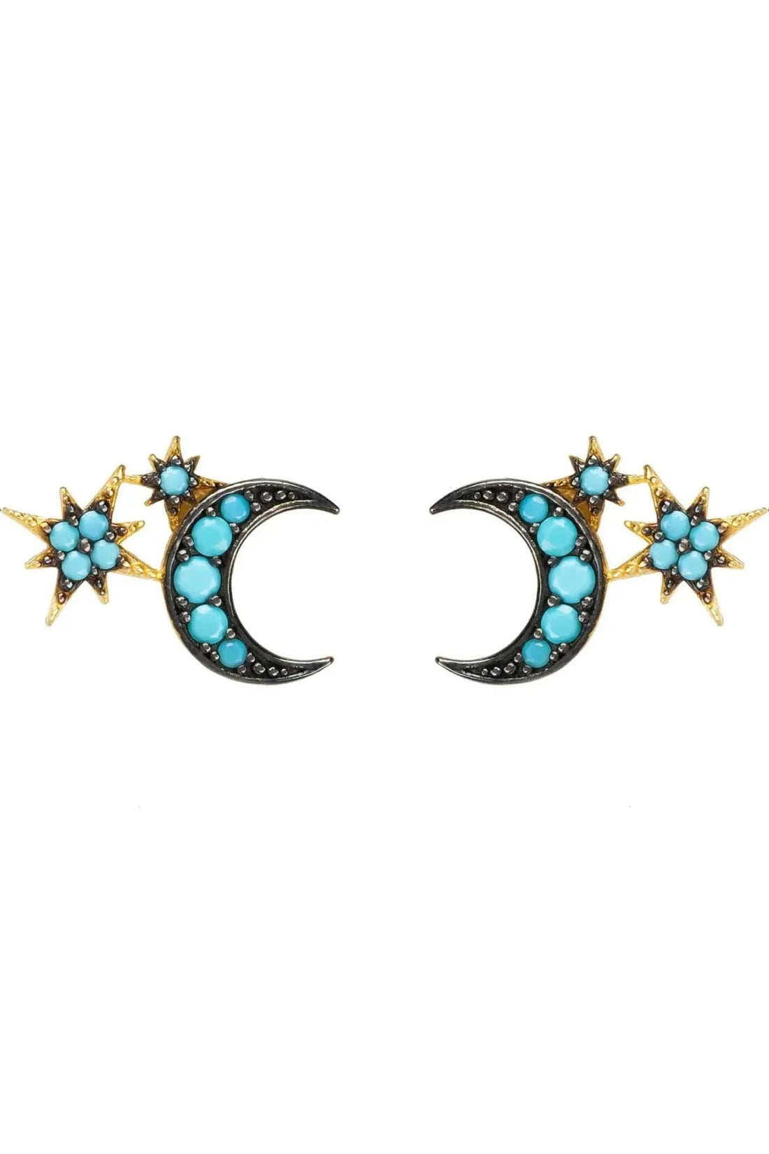 Moon And Starburst Mini Earrings Turquoise-0