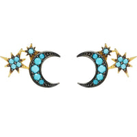 Moon And Starburst Mini Earrings Turquoise-0