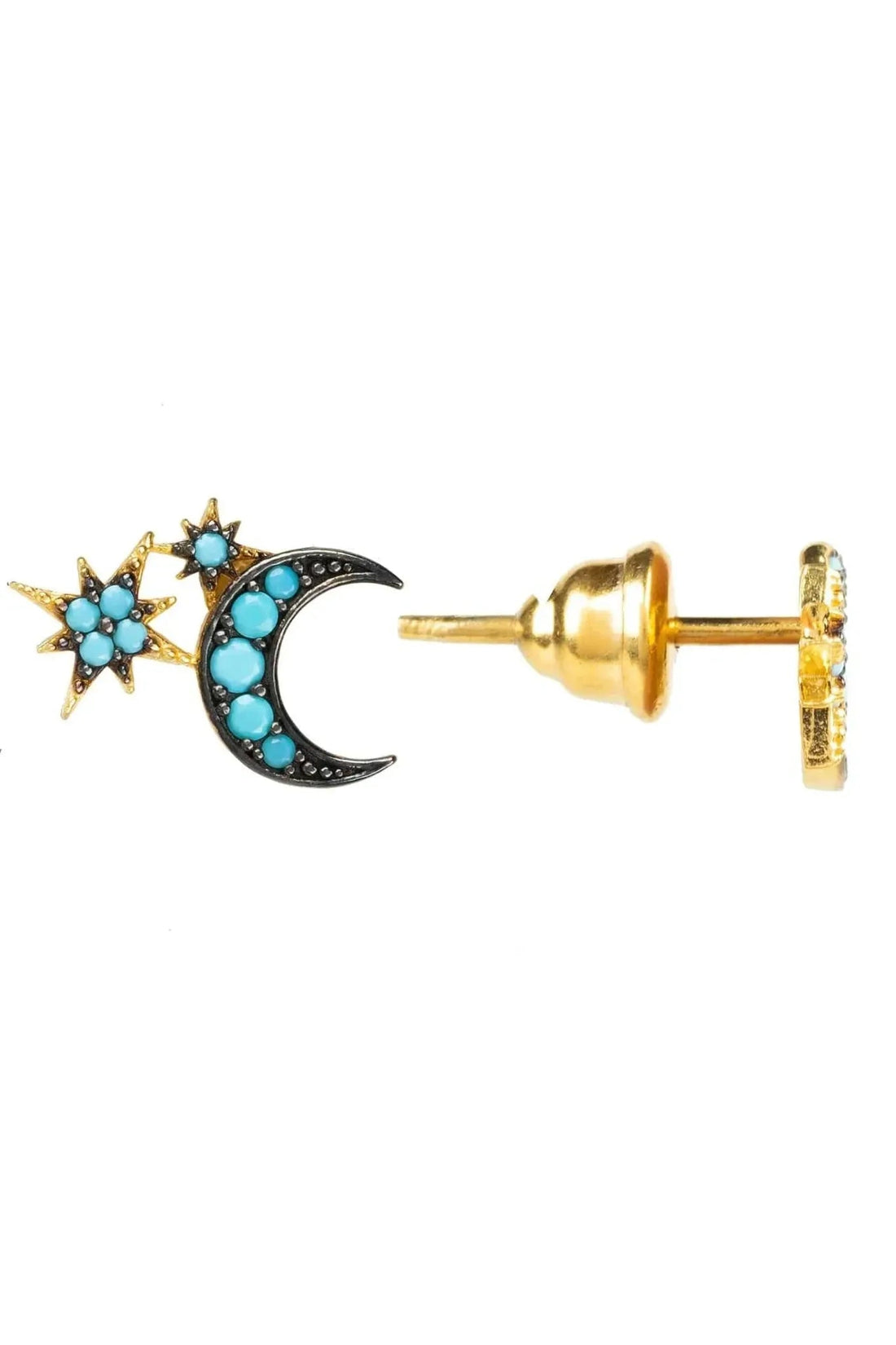 Moon And Starburst Mini Earrings Turquoise-2