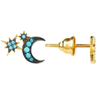 Moon And Starburst Mini Earrings Turquoise-2