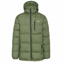 Trespass Clip green padded jacket with hood, front zip, and chest pocket