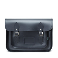 Leather School Satchel - Navy Blue-0