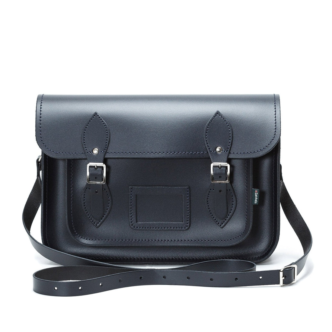 Leather School Satchel - Navy Blue-1