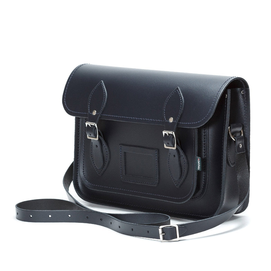 Leather School Satchel - Navy Blue-2