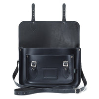 Leather School Satchel - Navy Blue-3
