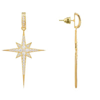 North Star Burst Large Drop Earrings Gold-1