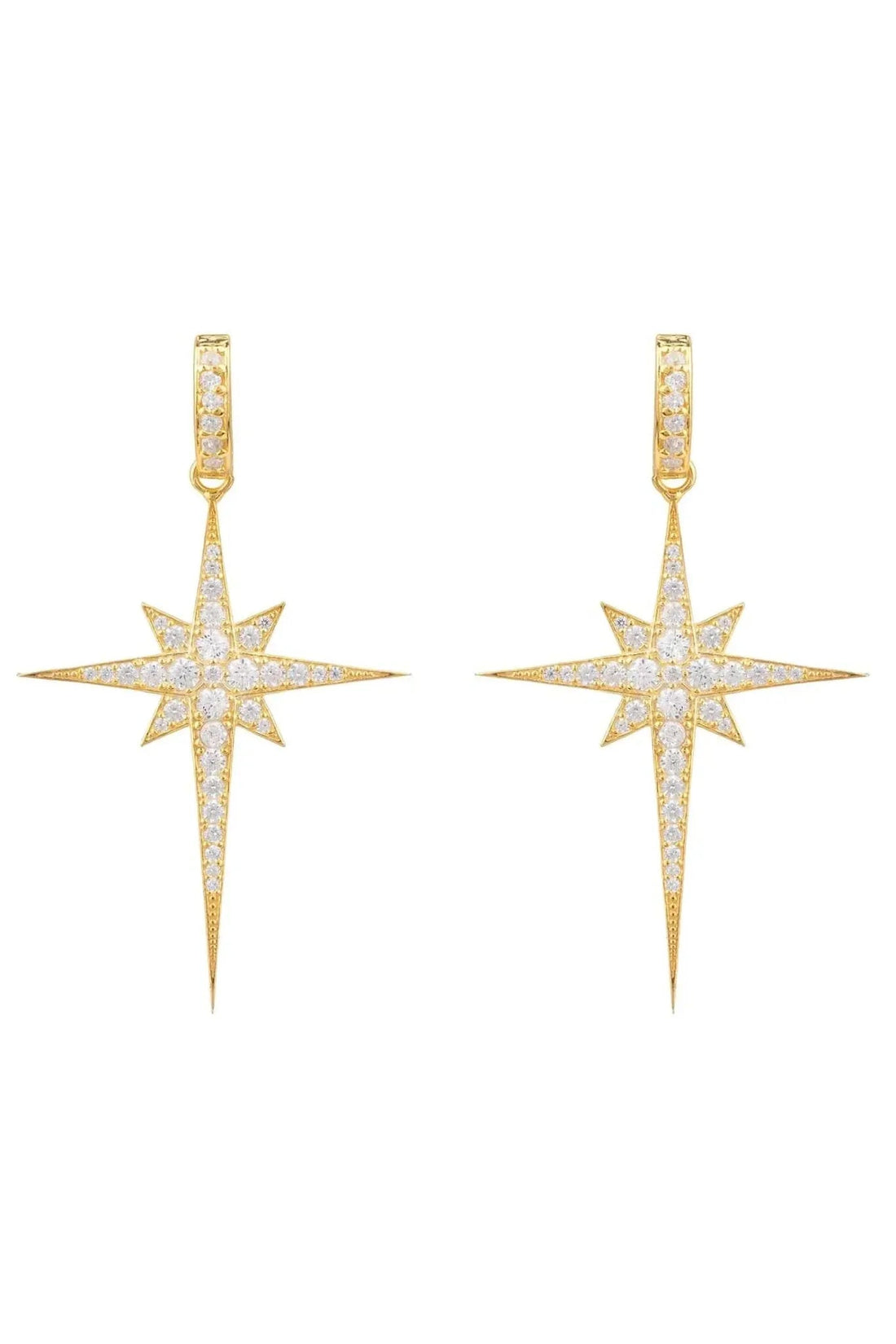 North Star Burst Large Drop Earrings Gold-0