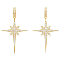 North Star Burst Large Drop Earrings Gold-0