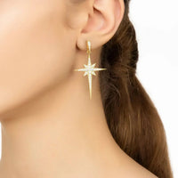 North Star Burst Large Drop Earrings Gold-2