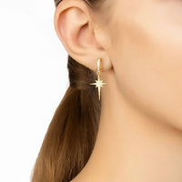 North Star Burst Small Drop Earrings Gold-1