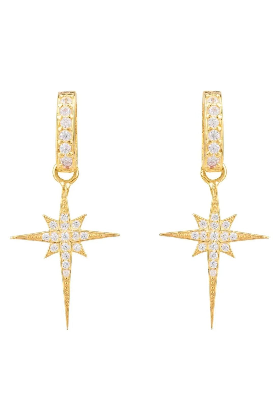 North Star Burst Small Drop Earrings Gold-0