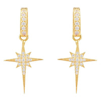 North Star Burst Small Drop Earrings Gold-0