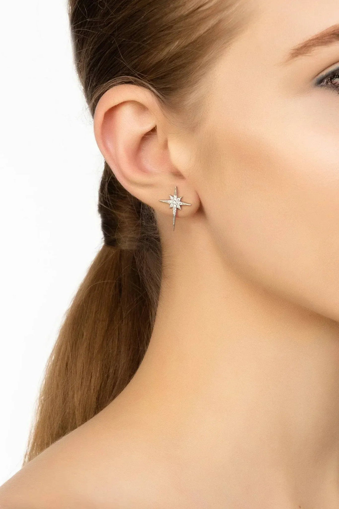 North Star Small Stud Earrings Silver-1