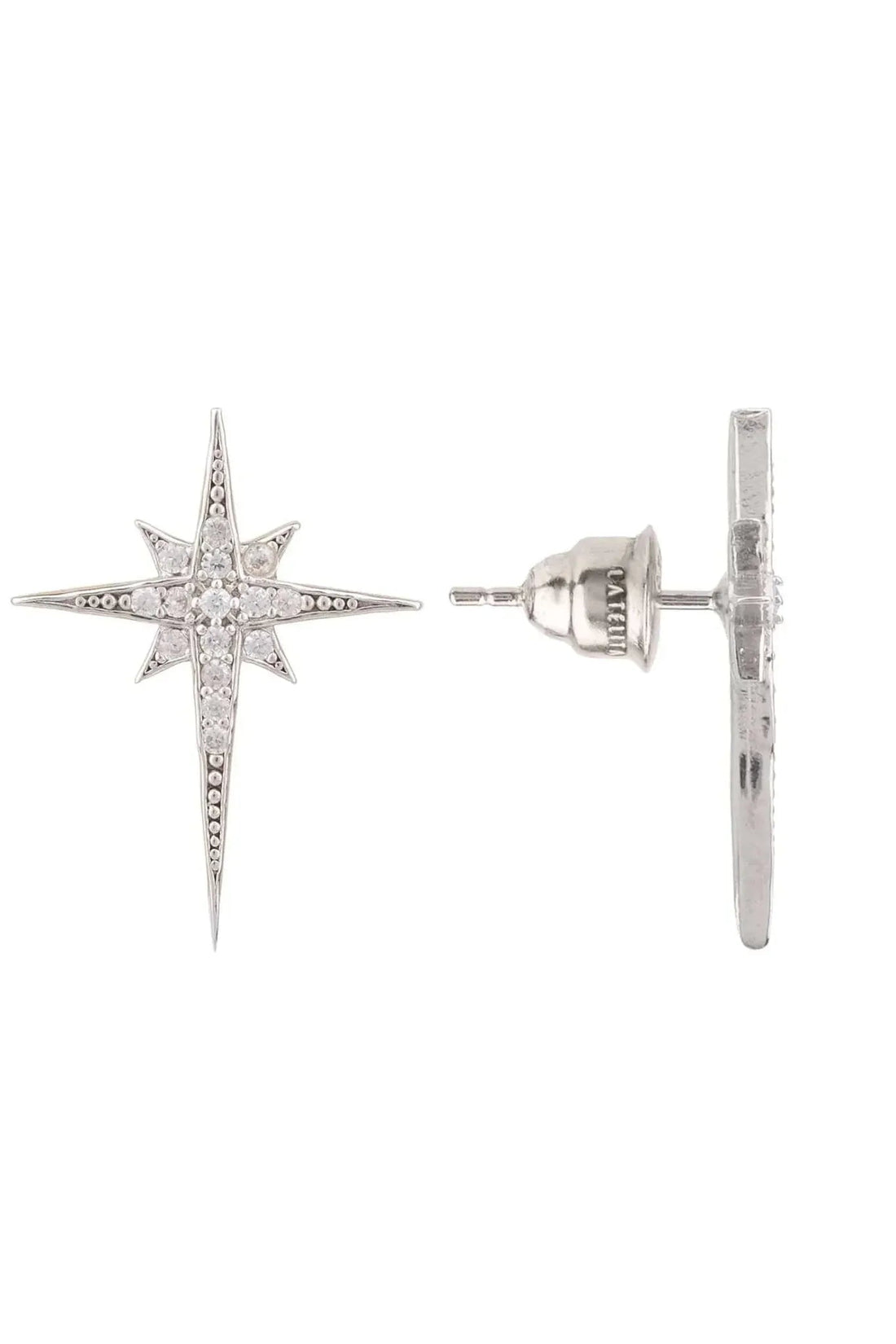 North Star Small Stud Earrings Silver-2