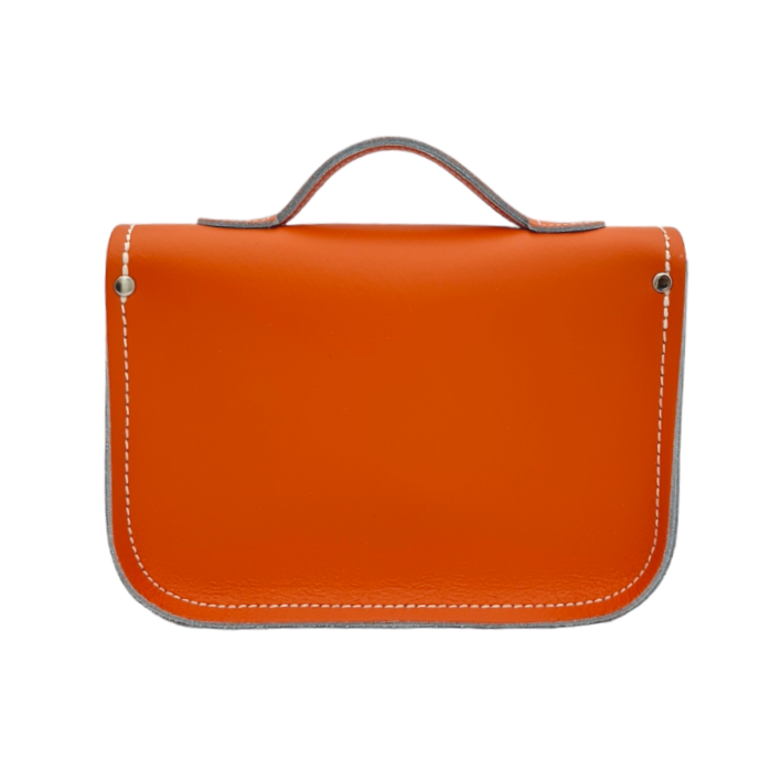 Leather Midi Satchel - Orange-3