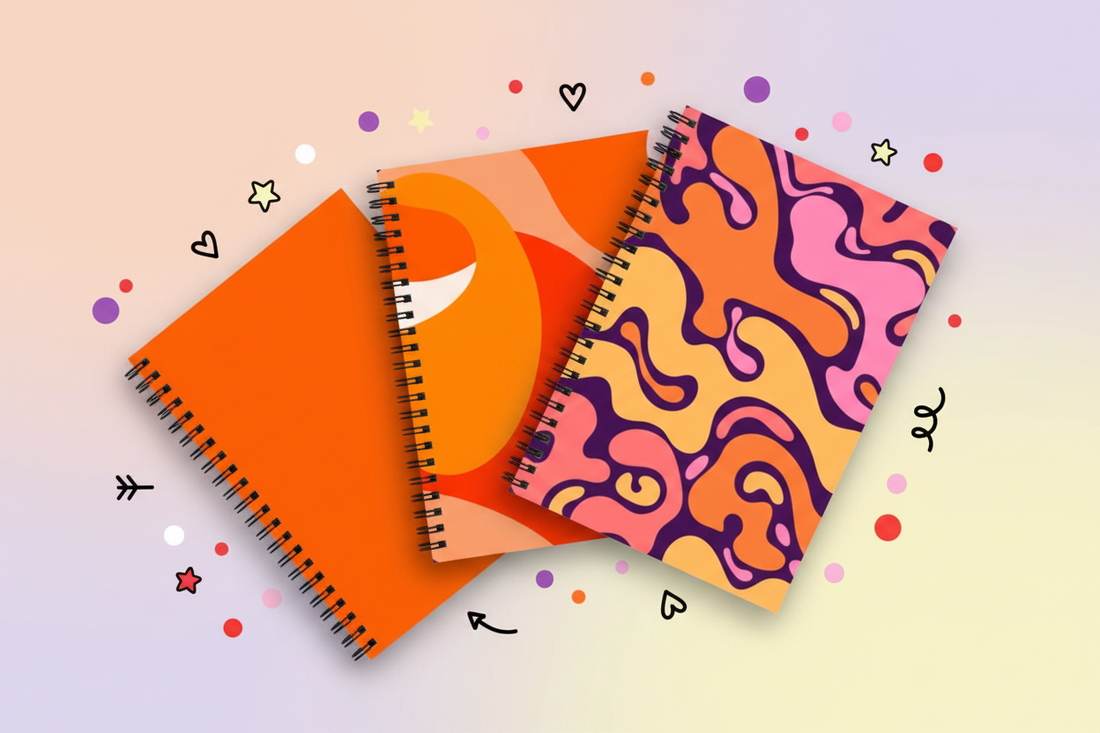 Orange Spiral Pack Of 3 Funky Notebooks