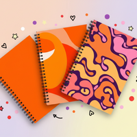 Orange Spiral Pack Of 3 Funky Notebooks