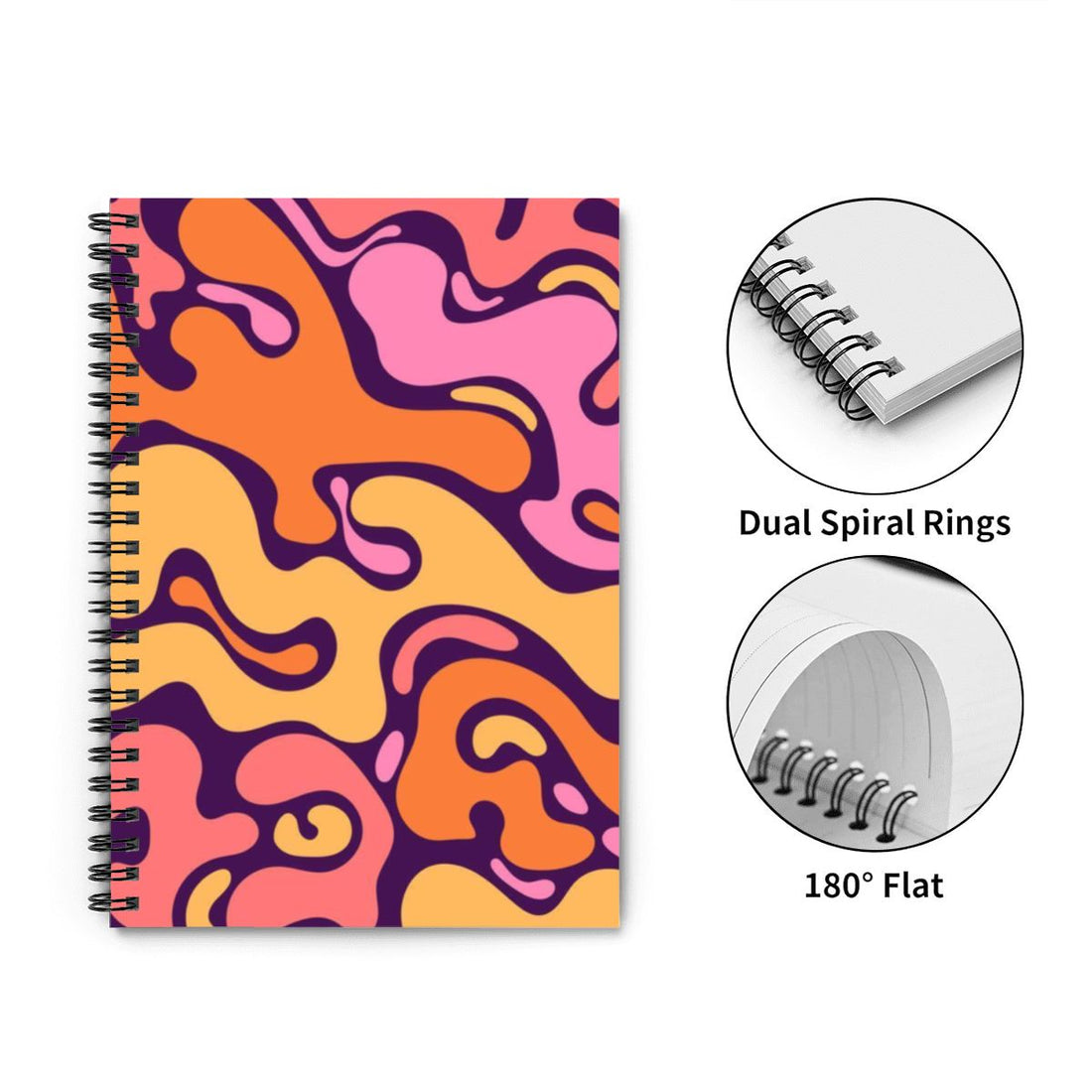 Orange and Pink Funky A5 Spiral Notebook