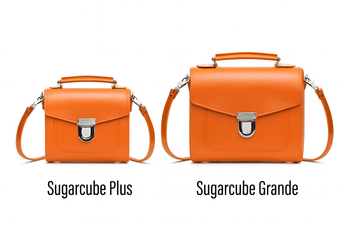 Handmade Leather Sugarcube Handbag - Orange-2