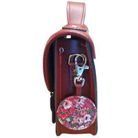 Floral Lined Leather Midi Satchel - Oxblood-2