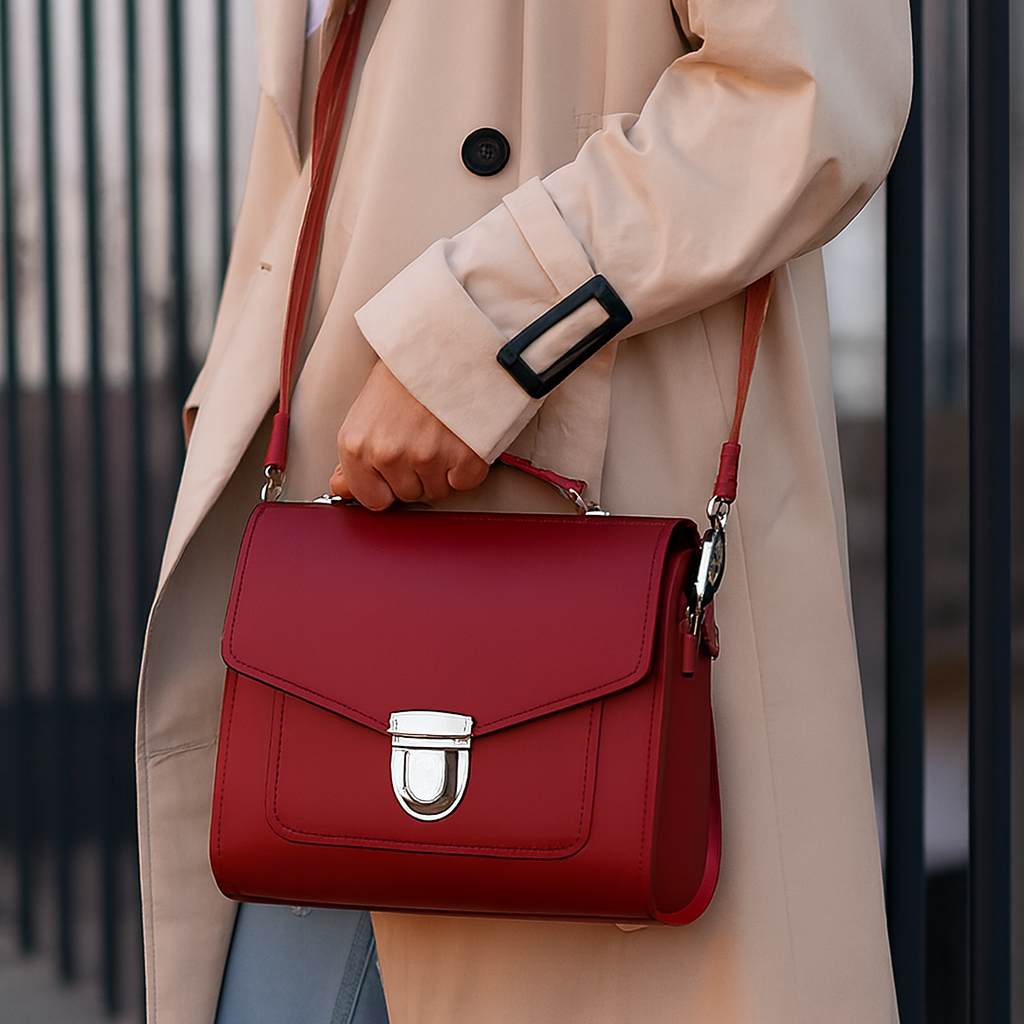 Handmade Leather Sugarcube Handbag - Oxblood-1