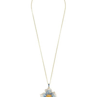 Pansy Flower Blue Necklace Gold-2