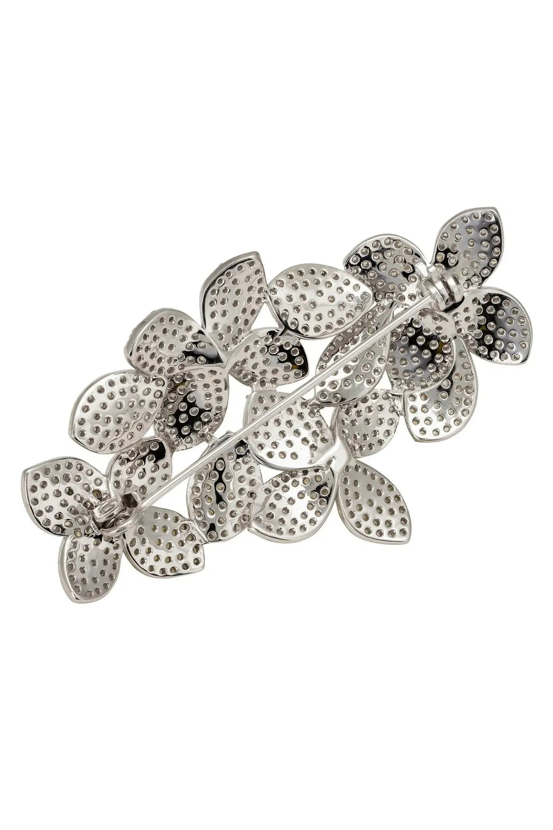 Petal Cascading Flower Brooch Silver-2