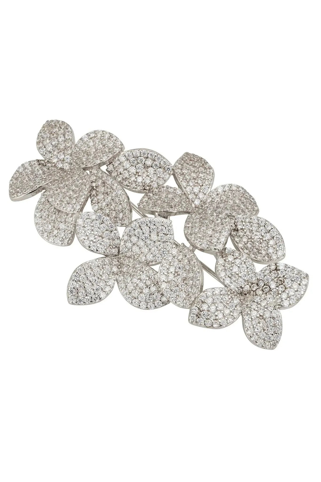 Petal Cascading Flower Brooch Silver-0