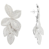 Petal Cascading Flower Earrings Silver-2