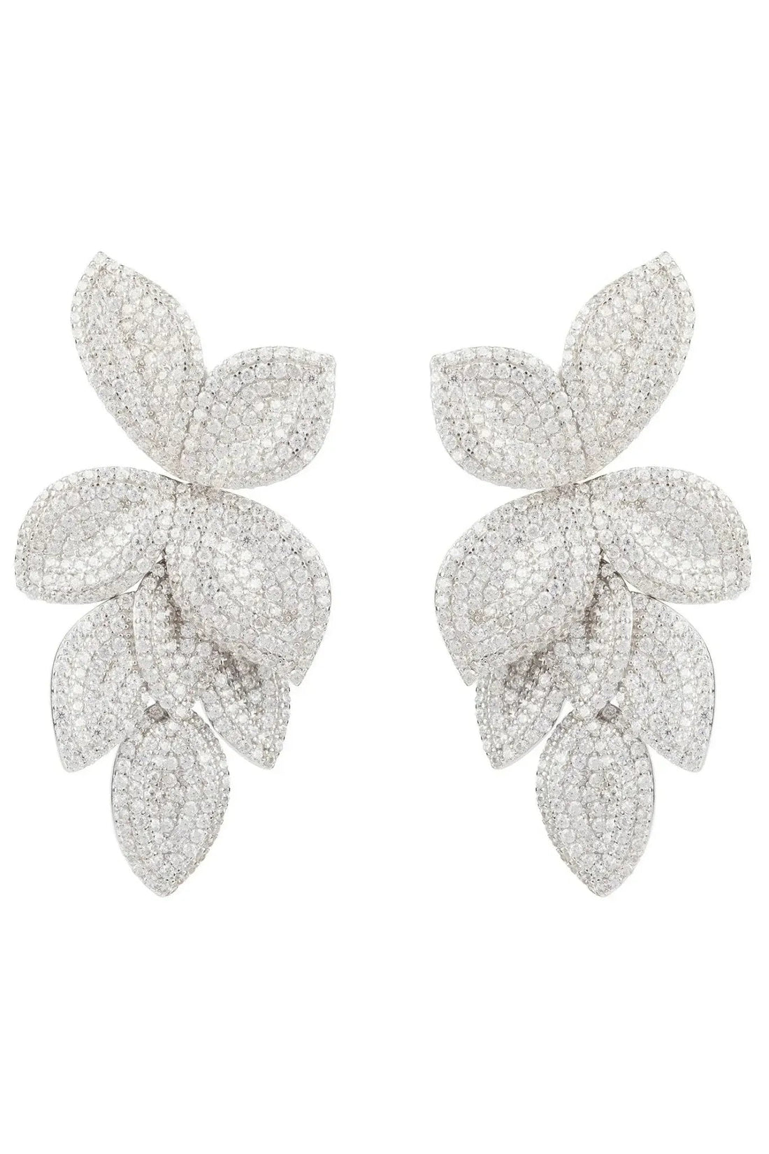 Petal Cascading Flower Earrings Silver-0