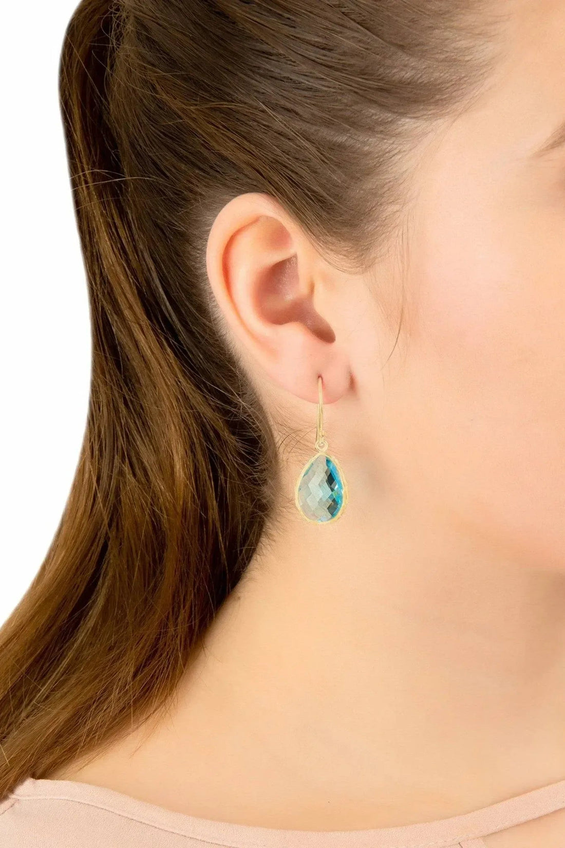 Petite Drop Earrings Blue Topaz Hydro Gold-1
