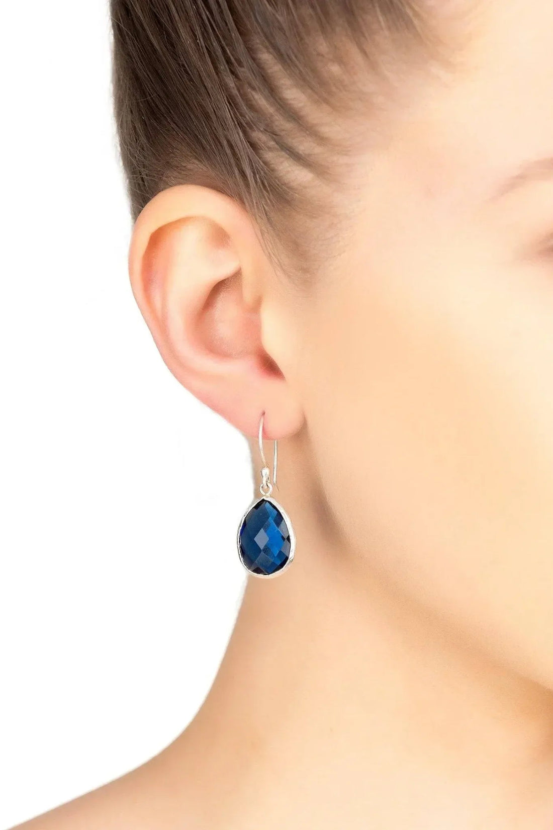 Petite Drop Earrings Sapphire Hydro Silver-1