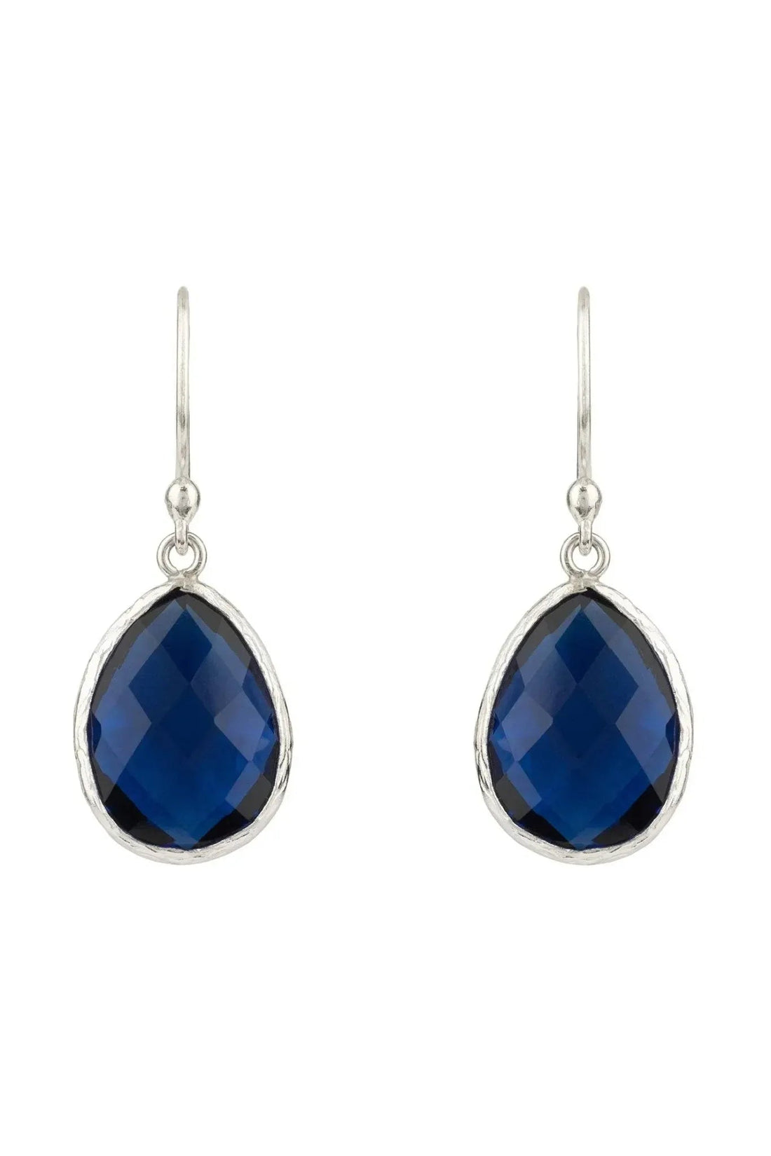 Petite Drop Earrings Sapphire Hydro Silver-0