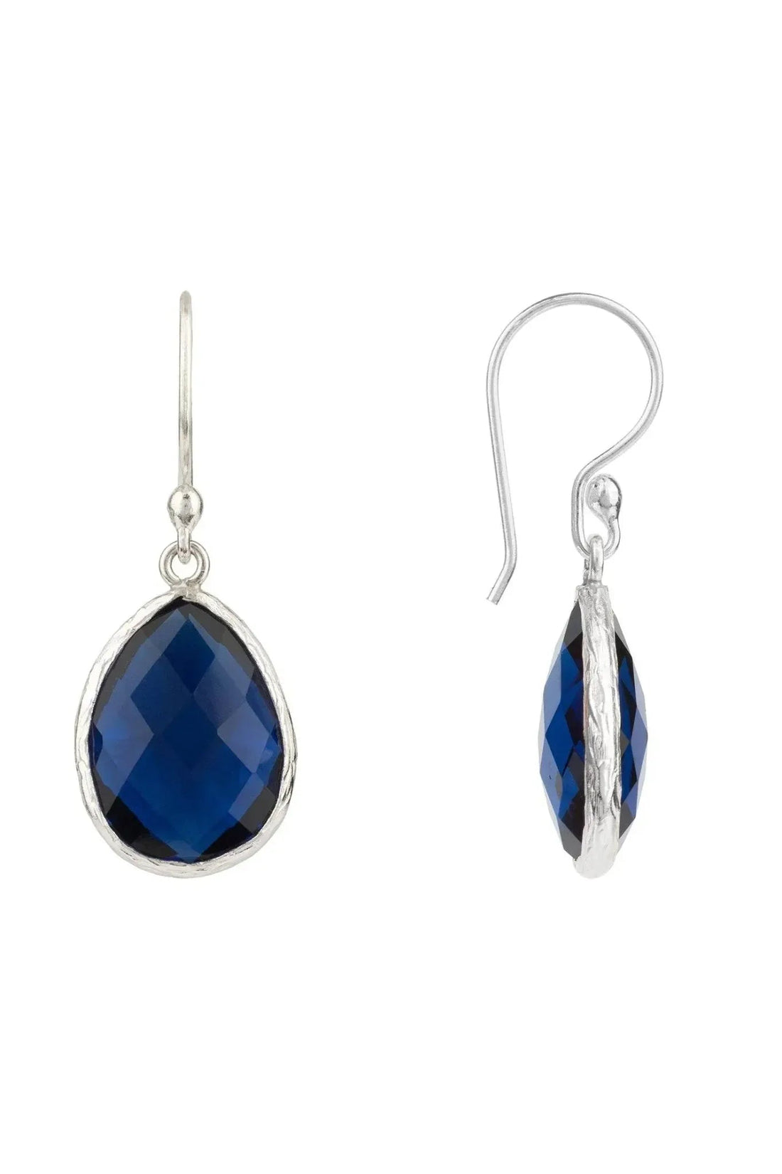 Petite Drop Earrings Sapphire Hydro Silver-2