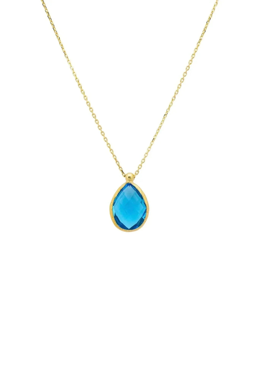 Petite Drop Necklace Gold Blue Topaz Hydro-0