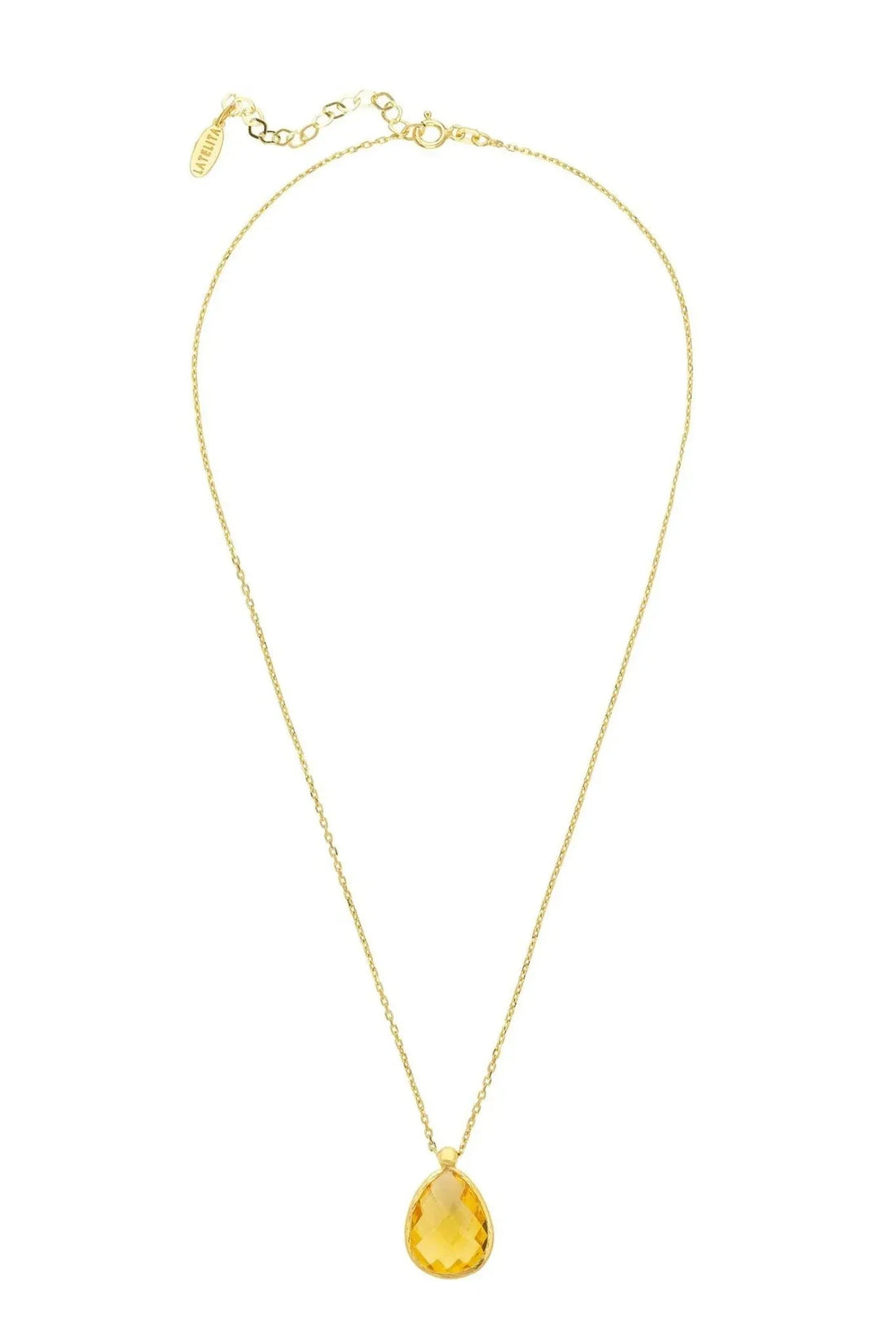Petite Drop Necklace Gold Citrine Hydro-2