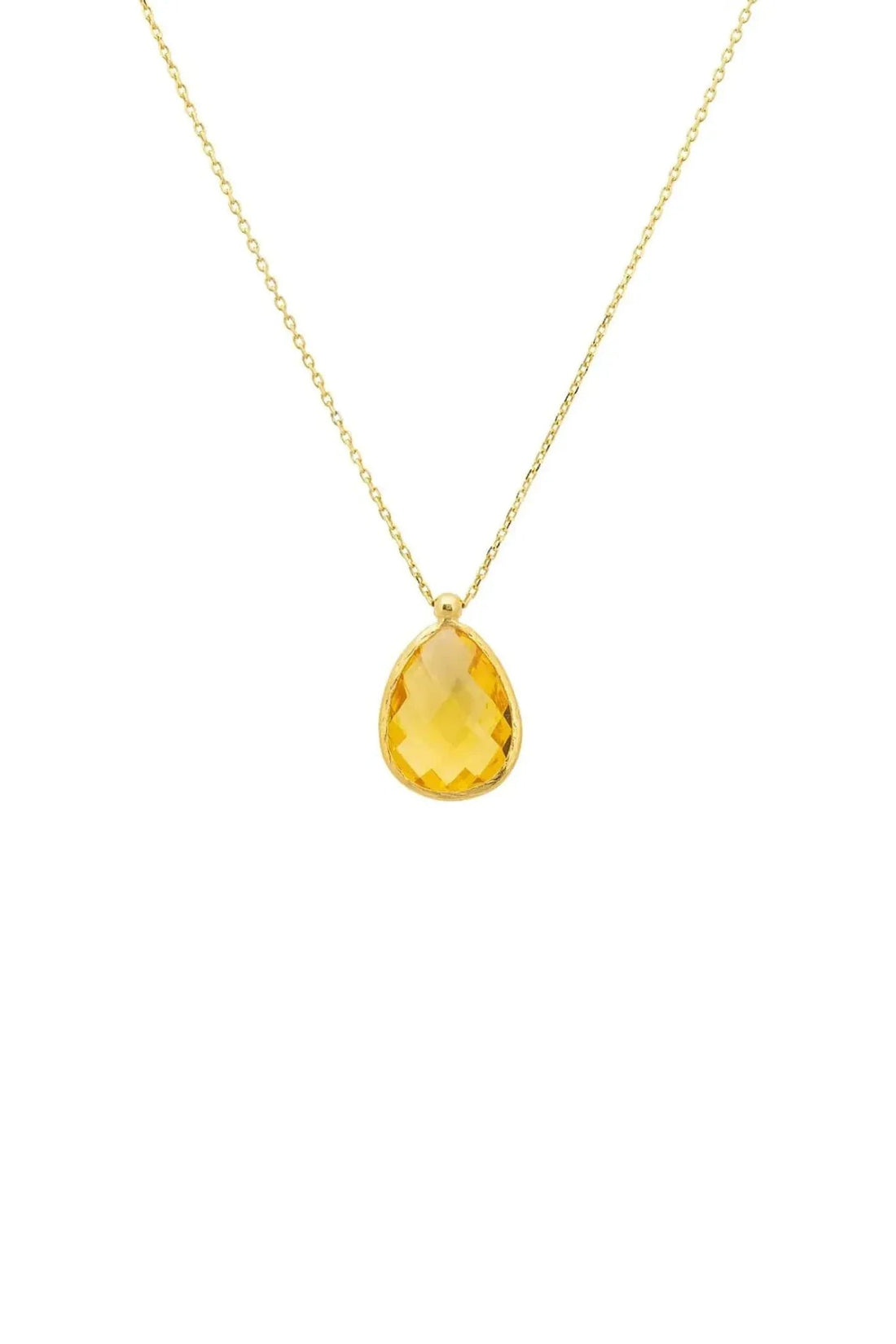 Petite Drop Necklace Gold Citrine Hydro-0