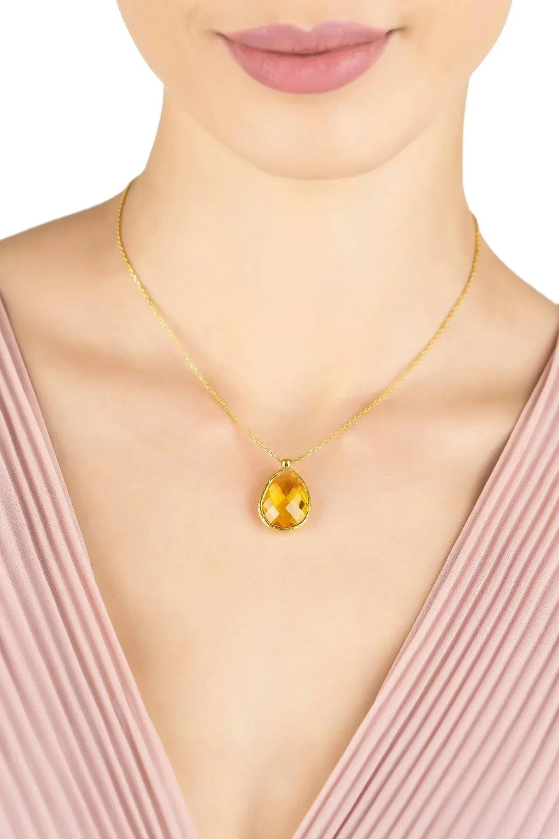 Petite Drop Necklace Gold Citrine Hydro-1