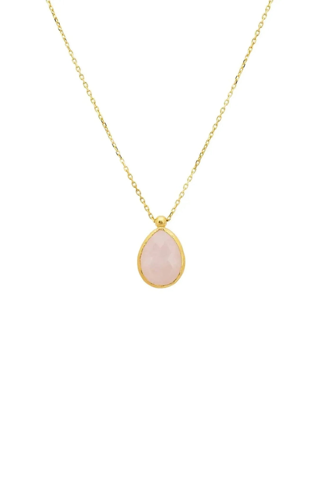 Petite Drop Necklace Gold Rose Quartz-0