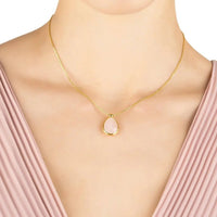 Petite Drop Necklace Gold Rose Quartz-1