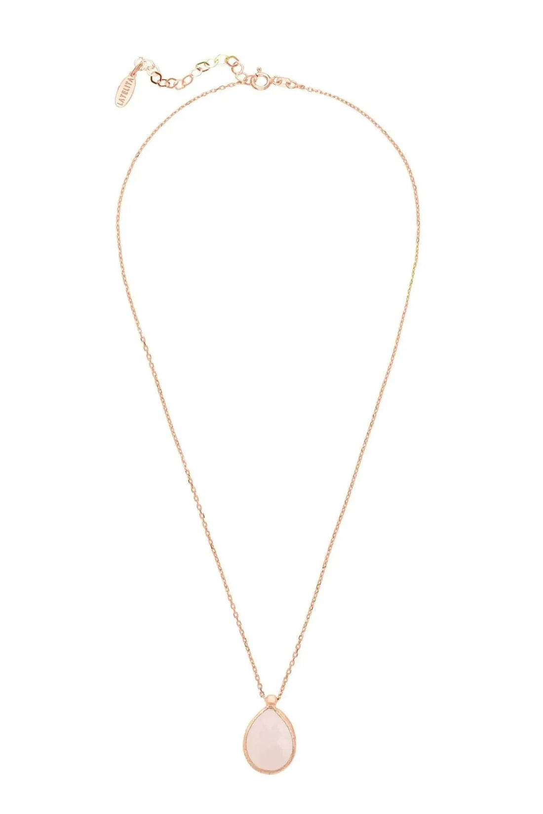 Petite Drop Necklace Rosegold Rose Quartz-2