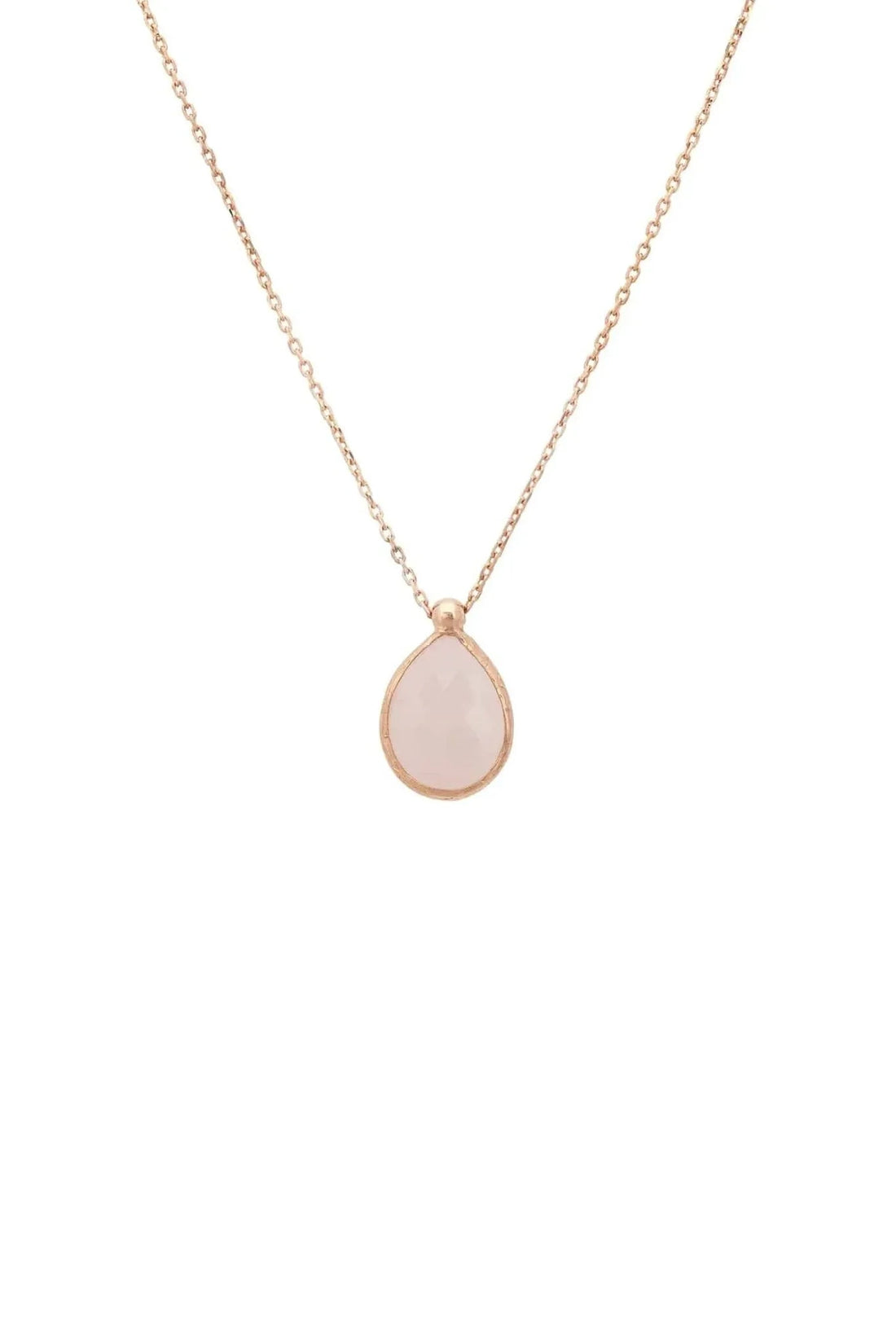 Petite Drop Necklace Rosegold Rose Quartz-0