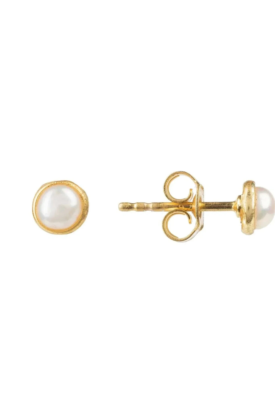 Petite Gemstone Earrings Gold White Pearl-0
