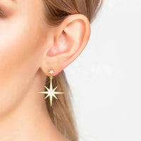 Petite Star Burst Drop Earrings Gold-1