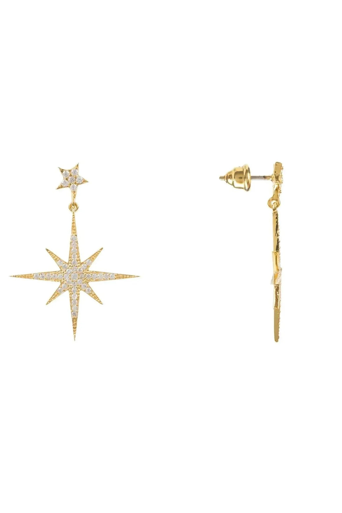Petite Star Burst Drop Earrings Gold-2