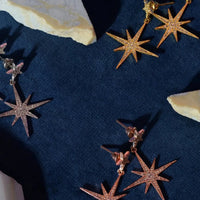 Petite Star Burst Drop Earrings Gold-3