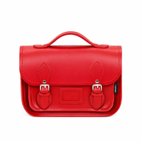 Leather Midi Satchel - Pillar Box Red-0