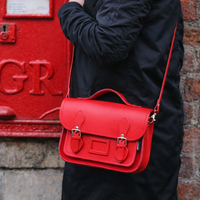 Leather Midi Satchel - Pillar Box Red-1